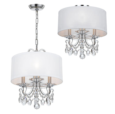 ##Antique Hardware## Othello 3 Light Clear Crystal Polished Chrome Mini Chandelier