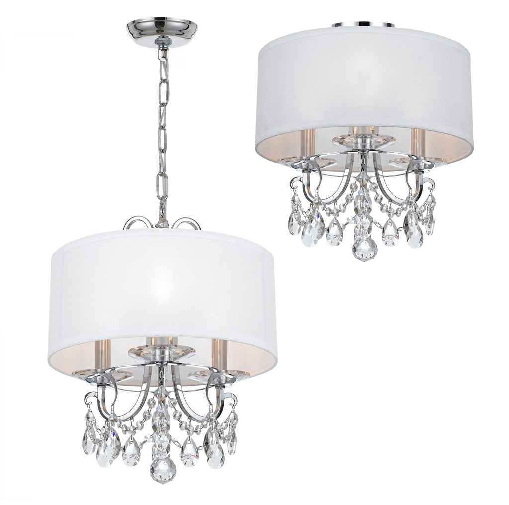 ##Antique Hardware## Othello 3 Light Polished Chrome Semi Flush Mount