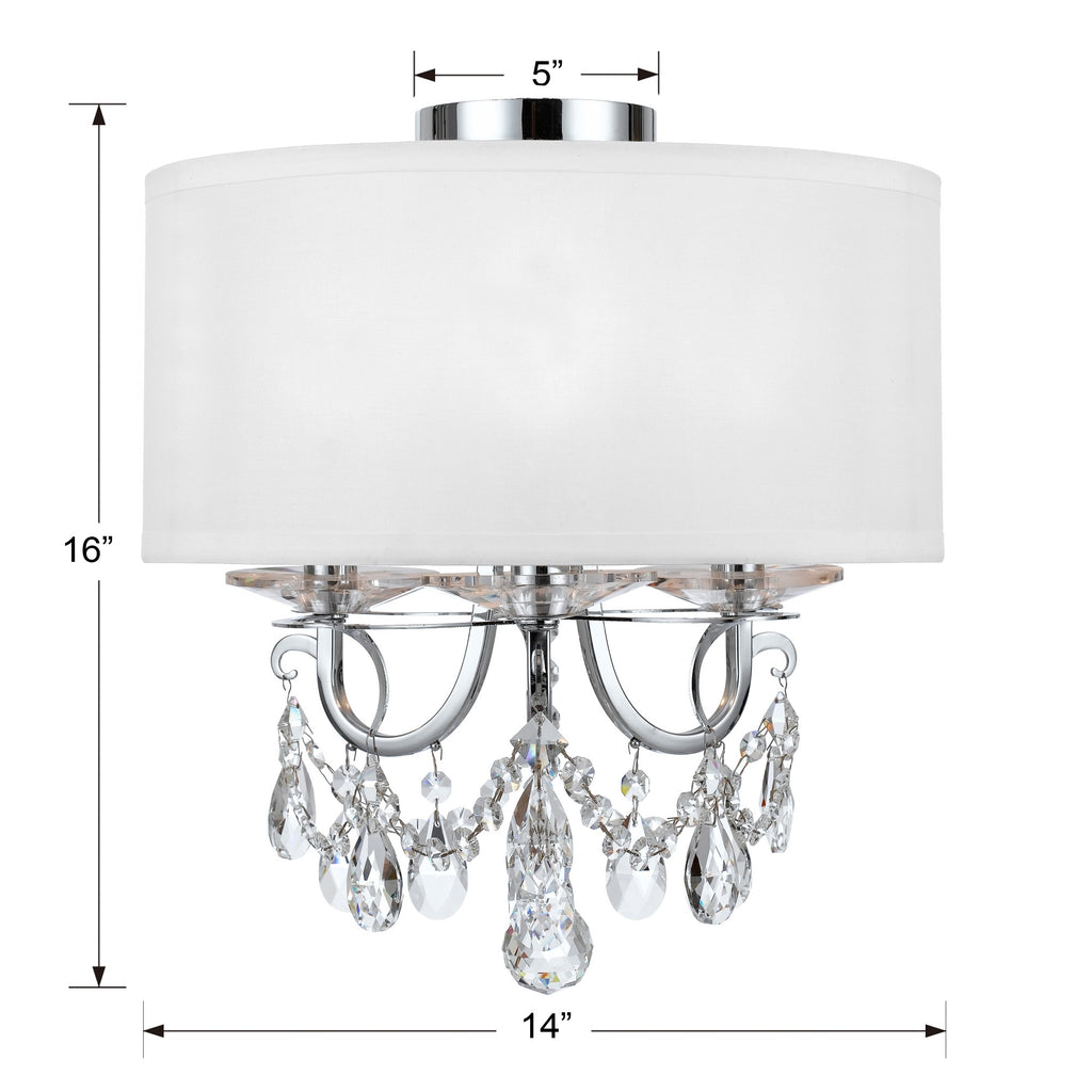 ##Antique Hardware## Othello 3 Light Polished Chrome Semi Flush Mount