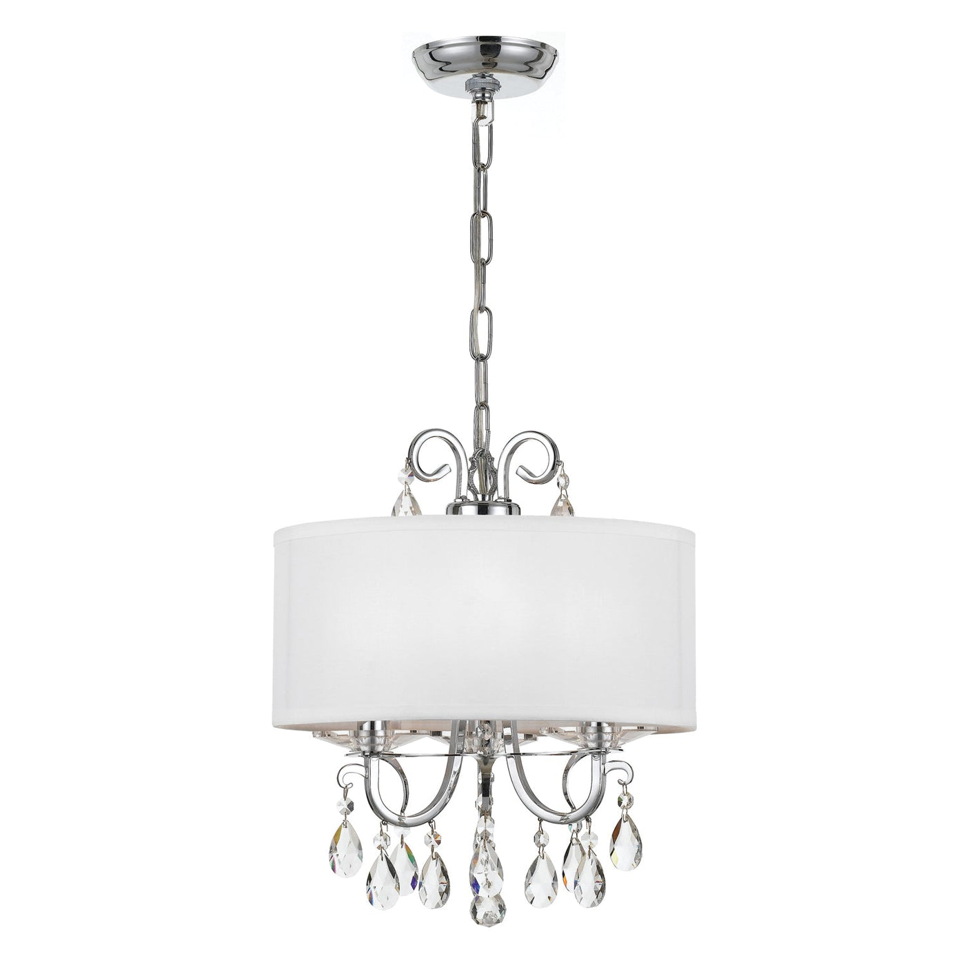 ##Antique Hardware## Othello 3 Light Spectra Crystal Polished Chrome Mini Chandelier