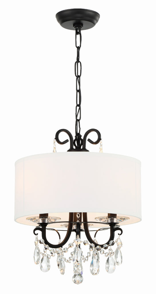 ##Antique Hardware## Othello 3 Light Matte Black Mini Chandelier