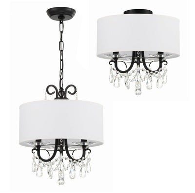 ##Antique Hardware## Othello 3 Light Matte Black Mini Chandelier