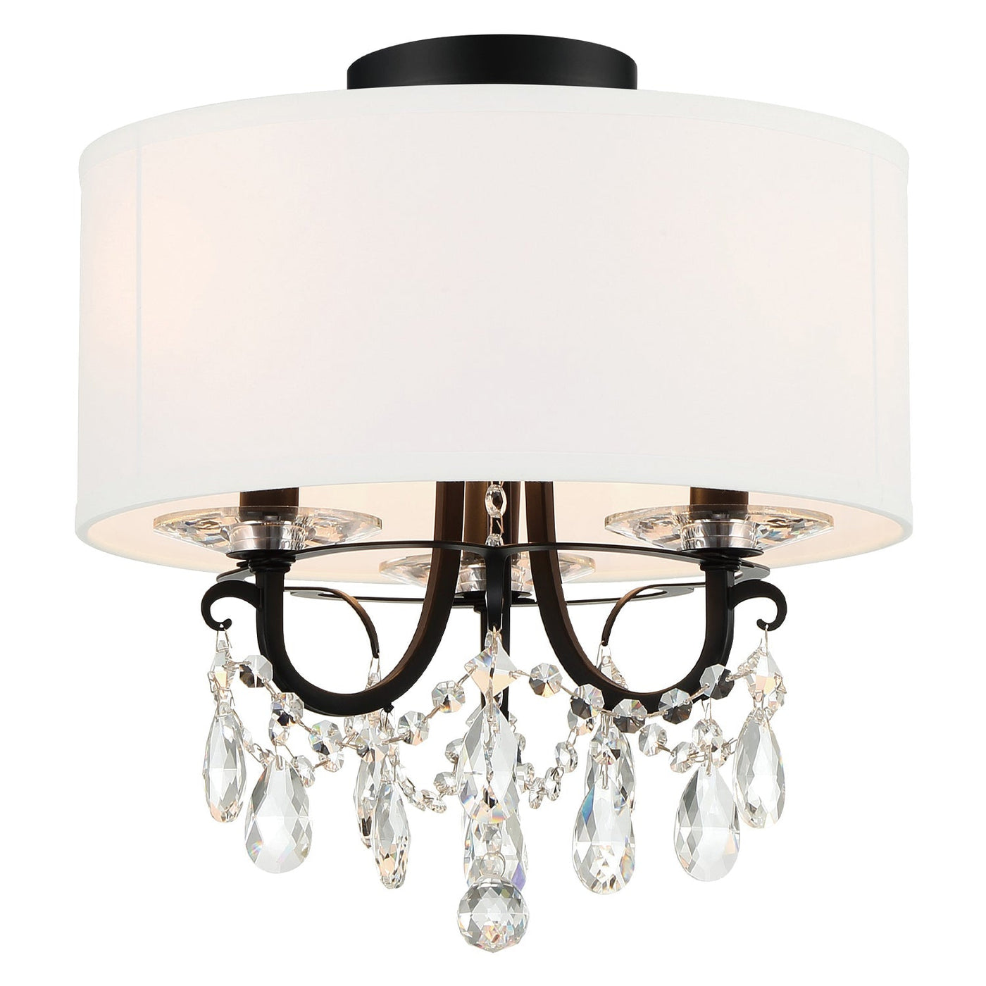 ##Antique Hardware## Othello 3 Light Matte Black Semi Flush Mount