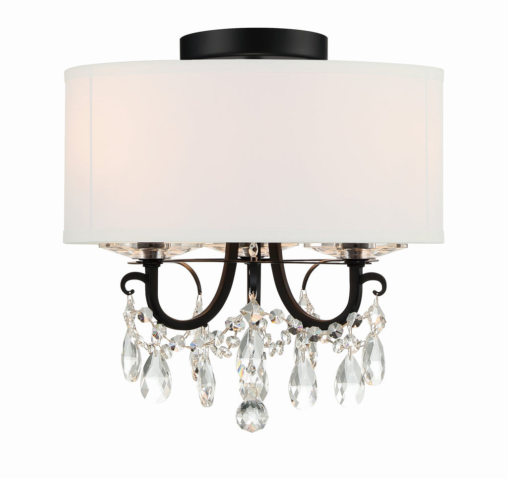 ##Antique Hardware## Othello 3 Light Matte Black Semi Flush Mount