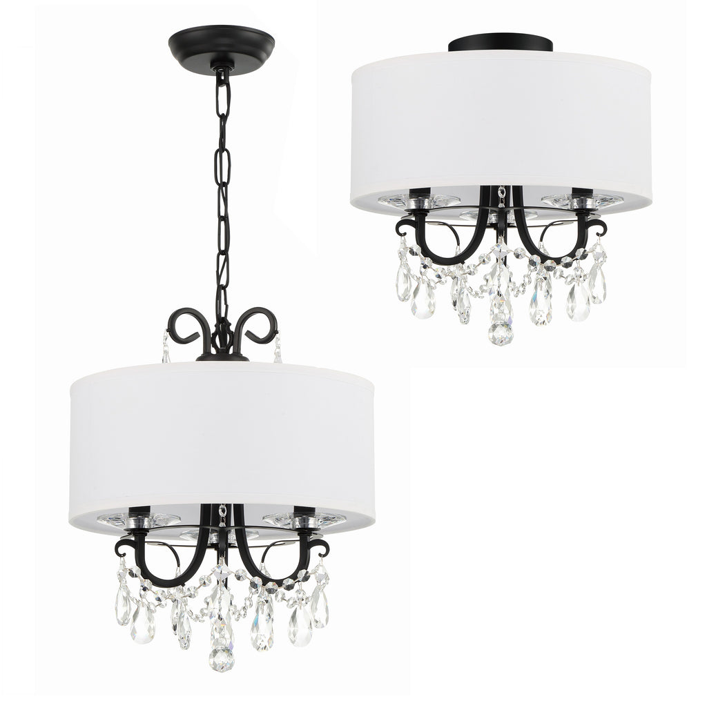 ##Antique Hardware## Othello 3 Light Matte Black Semi Flush Mount