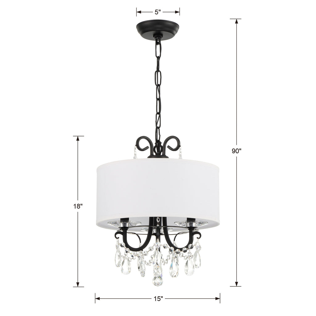 ##Antique Hardware## Othello 3 Light Matte Black Mini Chandelier