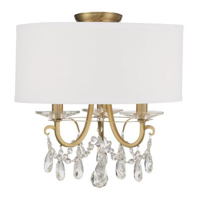 ##Antique Hardware## Othello 3 Light Vibrant Gold Semi Flush Mount