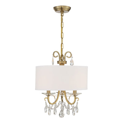 ##Antique Hardware## Othello 3 Light Spectra Crystal Vibrant Gold Mini Chandelier