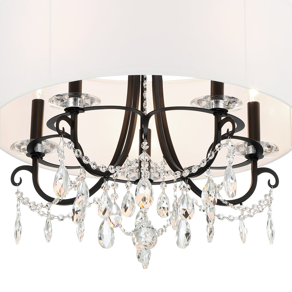 ##Antique Hardware## Othello 5 Light Matte Black Chandelier