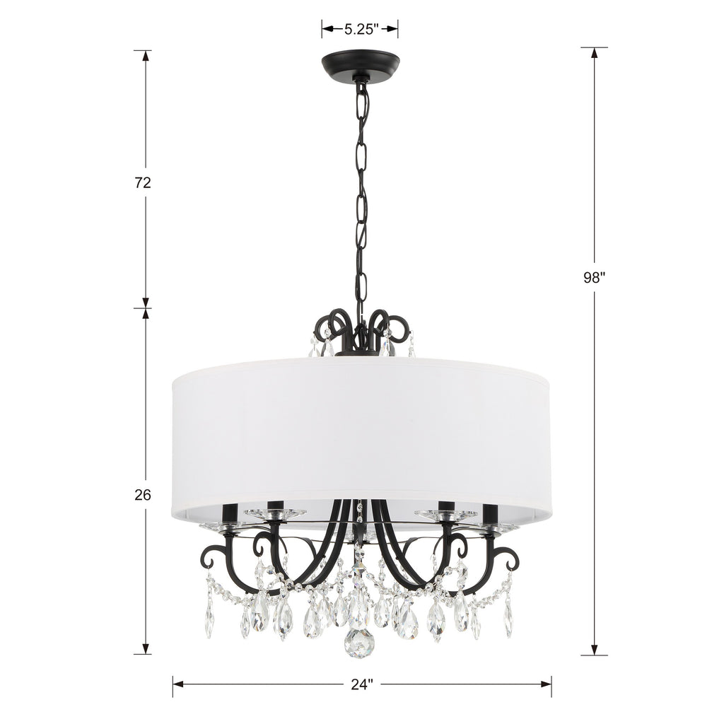 ##Antique Hardware## Othello 5 Light Matte Black Chandelier