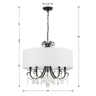 ##Antique Hardware## Othello 5 Light Matte Black Chandelier