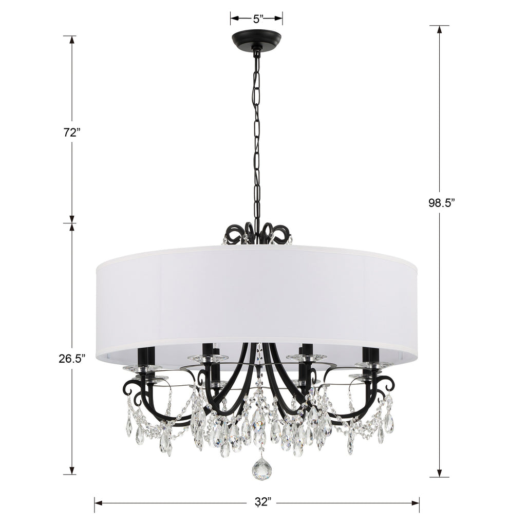 ##Antique Hardware## Othello 8 Light Matte Black Chandelier