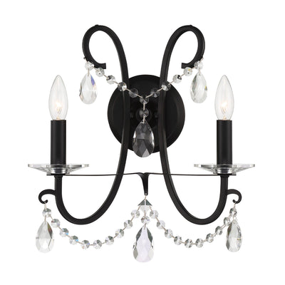 ##Antique Hardware## Othello 2 Light Matte Black Sconce