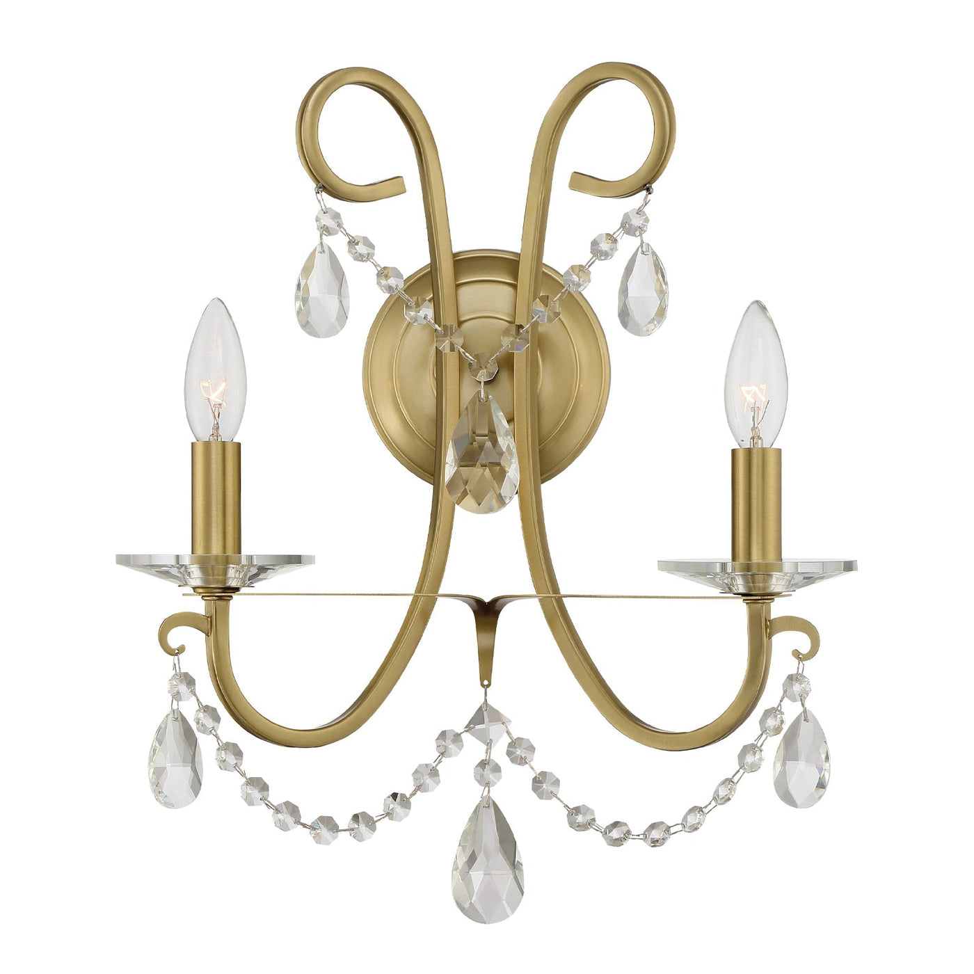 ##Antique Hardware## Othello 2 Light Vibrant Gold Sconce