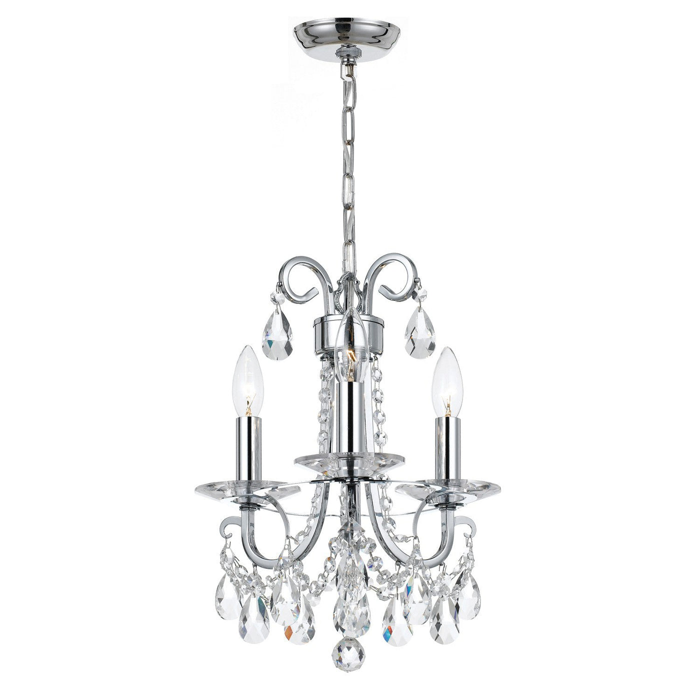 ##Antique Hardware## Othello 3 Light Polished Chrome Mini Chandelier