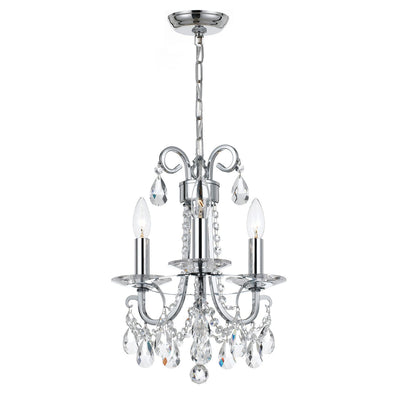 ##Antique Hardware## Othello 3 Light Spectra Crystal Polished Chrome Mini Chandelier