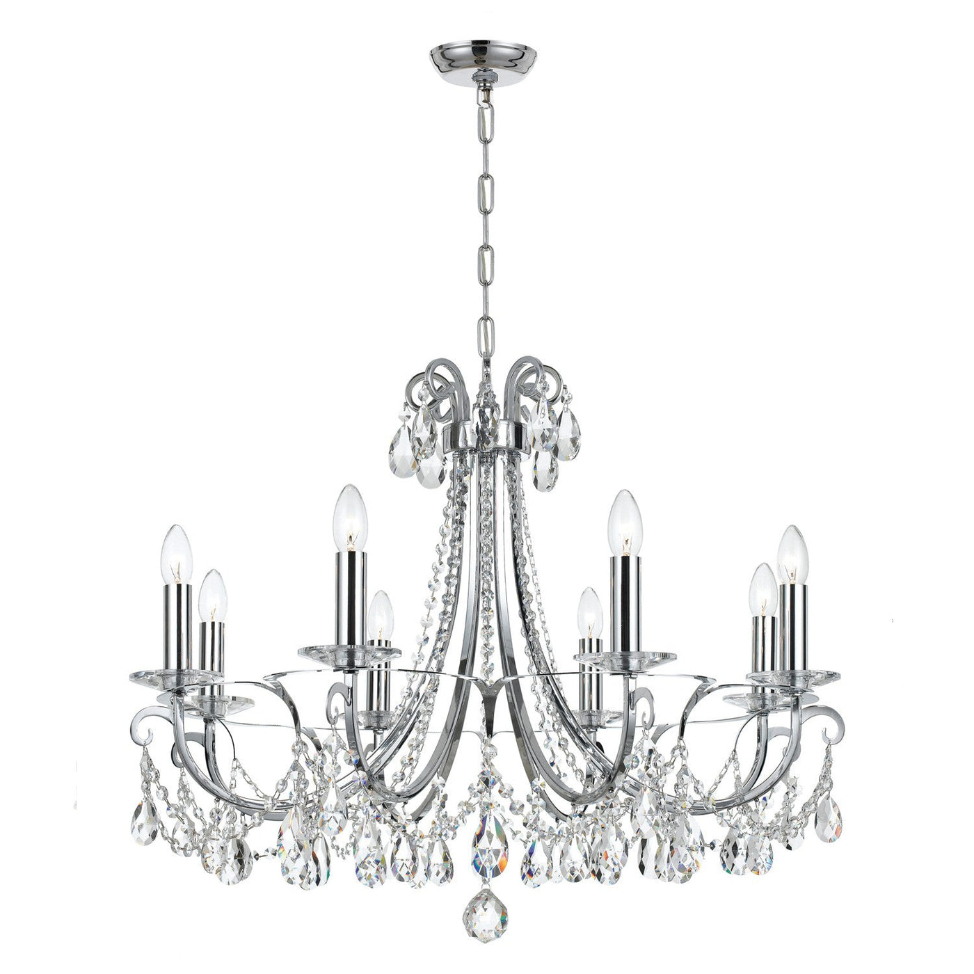 ##Antique Hardware## Othello 8 Light Spectra Crystal Polished Chrome Chandelier