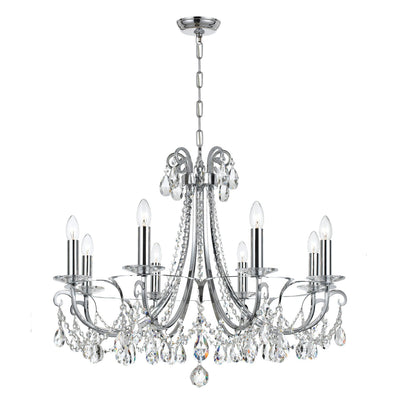 ##Antique Hardware## Othello 8 Light Swarovski Strass Crystal Polished Chrome Chandelier