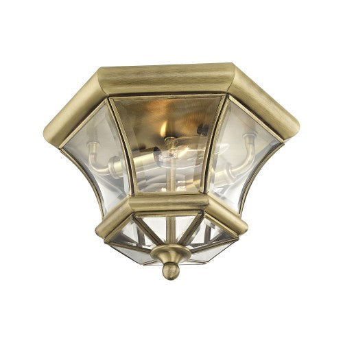 Antique Hardware 2 Light Antique Brass Ceiling Mount Flush Mount