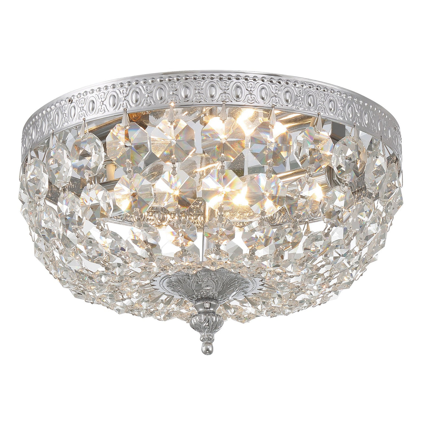 Antique Hardware Crystorama 2 Light Clear Italian Crystal Polished Chrome Flush Mount Semi Flush