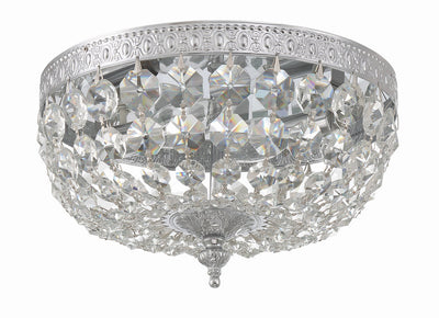 Antique Hardware Crystorama 2 Light Clear Italian Crystal Polished Chrome Flush Mount Semi Flush