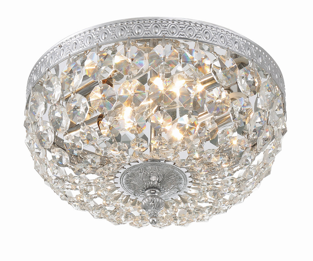 Antique Hardware Crystorama 2 Light Clear Italian Crystal Polished Chrome Flush Mount Semi Flush