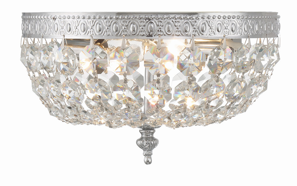 Antique Hardware Crystorama 2 Light Clear Italian Crystal Polished Chrome Flush Mount Semi Flush