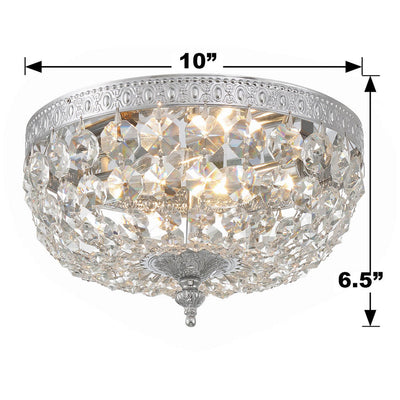 Antique Hardware Crystorama 2 Light Clear Italian Crystal Polished Chrome Flush Mount Semi Flush