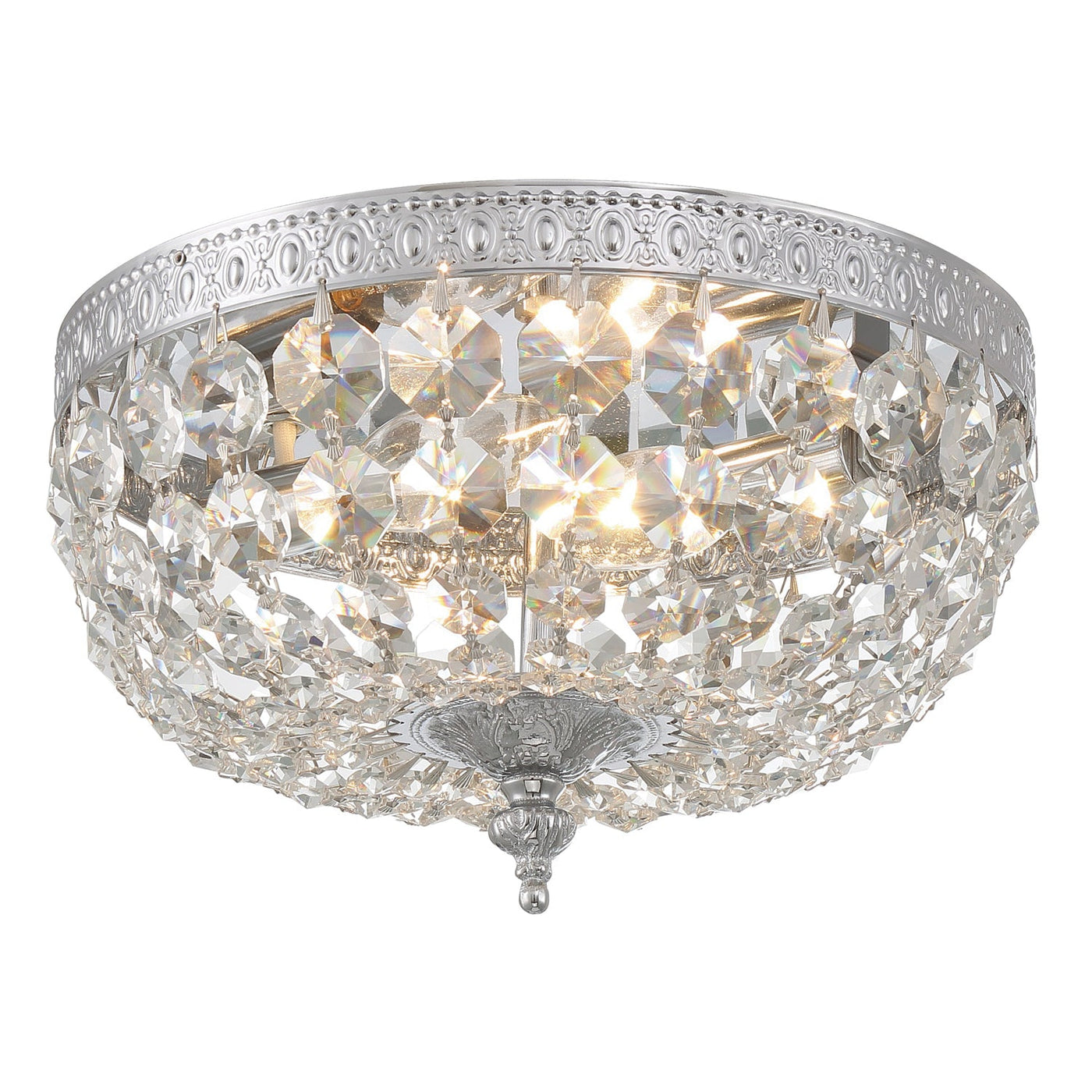 Antique Hardware Crystorama 2 Light Hand Cut Crystal Polished Chrome Flush Mount Semi Flush