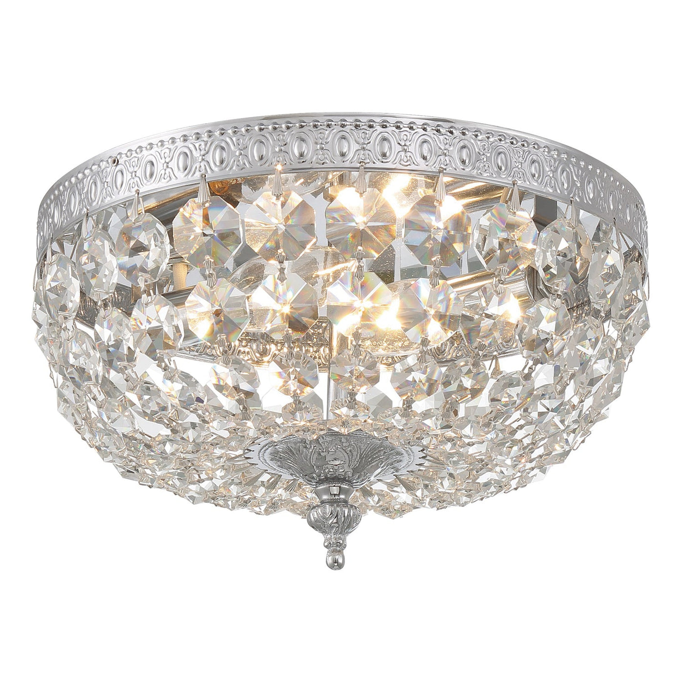 Antique Hardware Crystorama 2 Light Spectra Crystal Polished Chrome Flush Mount Semi Flush