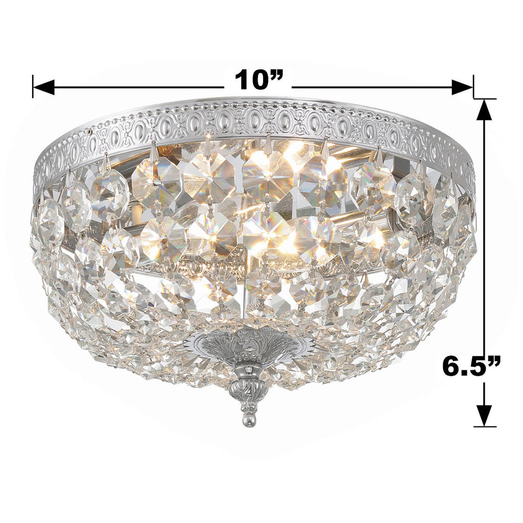 Antique Hardware Crystorama 2 Light Spectra Crystal Polished Chrome Flush Mount Semi Flush