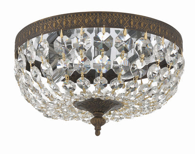 Antique Hardware Crystorama 2 Light Clear Italian Crystal English Bronze Flush Mount Semi Flush