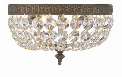 Antique Hardware Crystorama 2 Light Clear Italian Crystal English Bronze Flush Mount Semi Flush