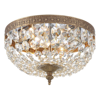 ##Antique Hardware## Crystorama 2 Light Spectra Crystal Olde Brass Flush Mount