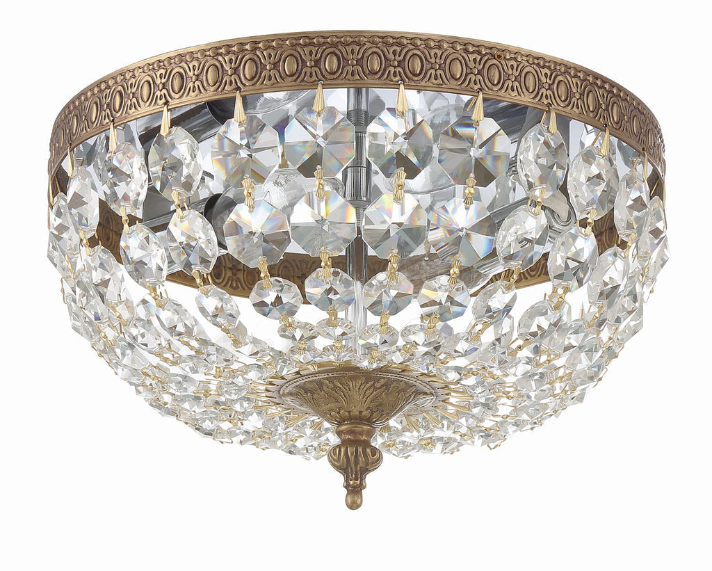 ##Antique Hardware## Crystorama 2 Light Spectra Crystal Olde Brass Flush Mount