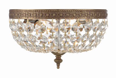 ##Antique Hardware## Crystorama 2 Light Spectra Crystal Olde Brass Flush Mount