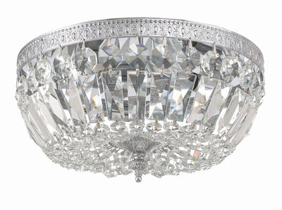 Antique Hardware Crystorama 3 Light Hand Cut Crystal Polished Chrome Flush Mount Semi Flush