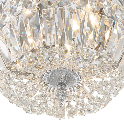 Antique Hardware Crystorama 3 Light Hand Cut Crystal Polished Chrome Flush Mount Semi Flush