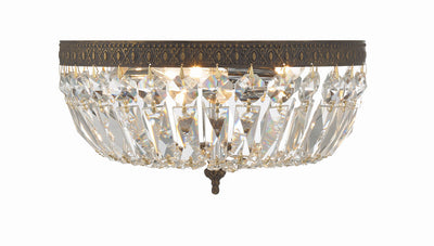 Antique Hardware Crystorama 3 Light Clear Italian Crystal English Bronze Flush Mount Semi Flush