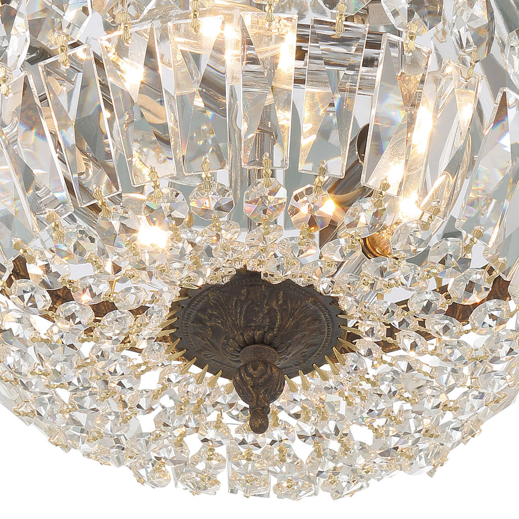 Antique Hardware Crystorama 3 Light Clear Italian Crystal English Bronze Flush Mount Semi Flush