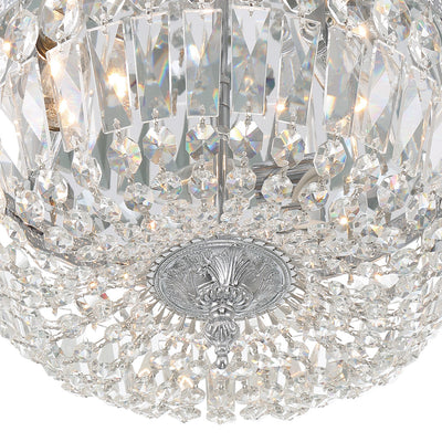 Antique Hardware Crystorama 3 Light Hand Cut Crystal Polished Chrome Flush Mount Semi Flush