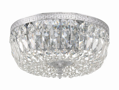 Antique Hardware Crystorama 3 Light Swarovski Strass Crystal Polished Chrome Flush Mount Semi Flush