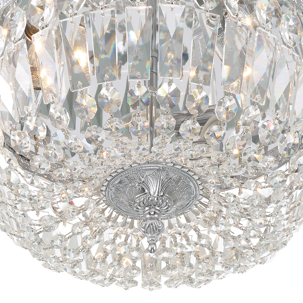 Antique Hardware Crystorama 3 Light Swarovski Strass Crystal Polished Chrome Flush Mount Semi Flush