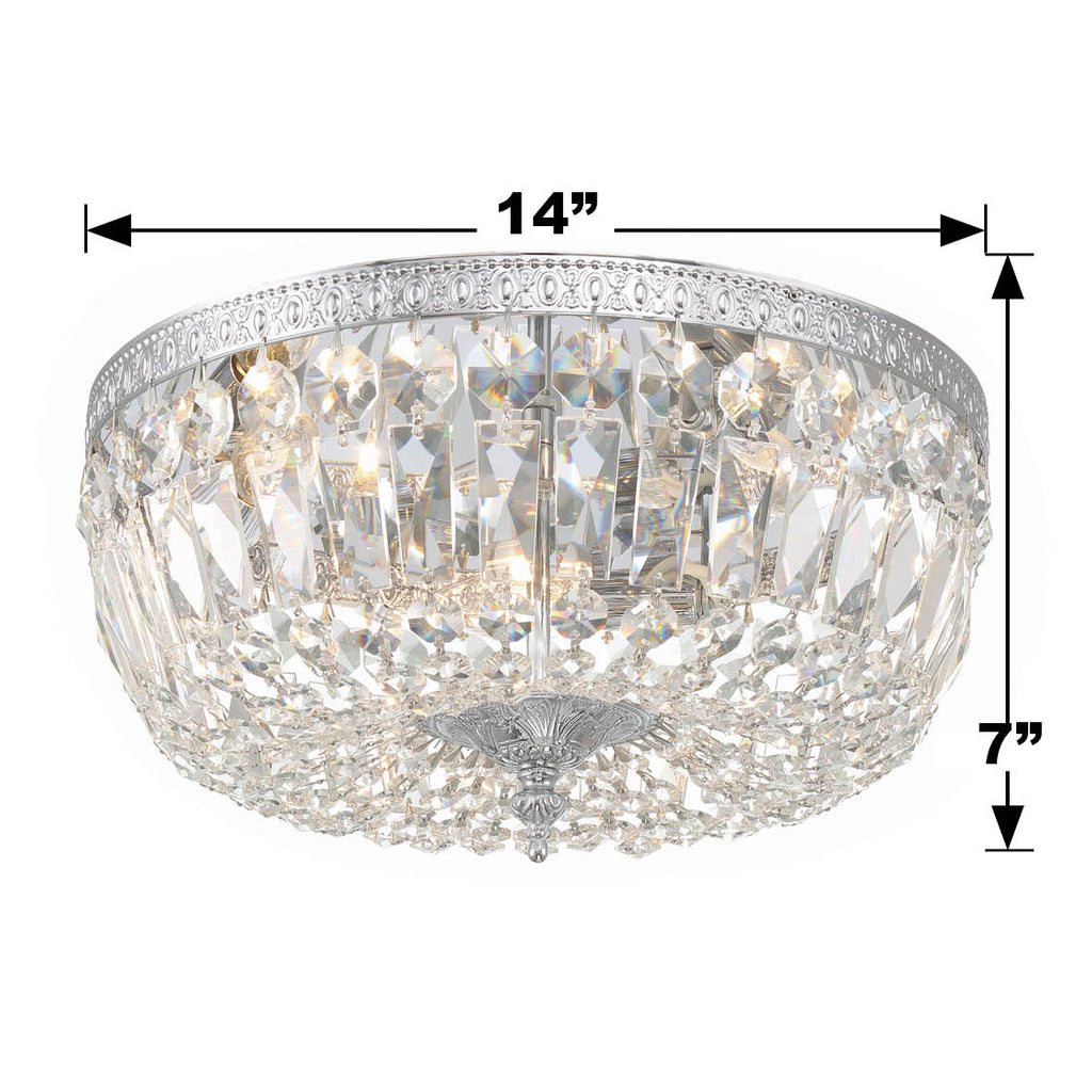 Antique Hardware Crystorama 3 Light Swarovski Strass Crystal Polished Chrome Flush Mount Semi Flush