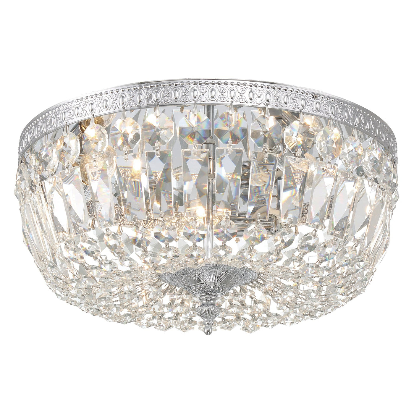 Antique Hardware Crystorama 3 Light Swarovski Strass Crystal Polished Chrome Flush Mount Semi Flush