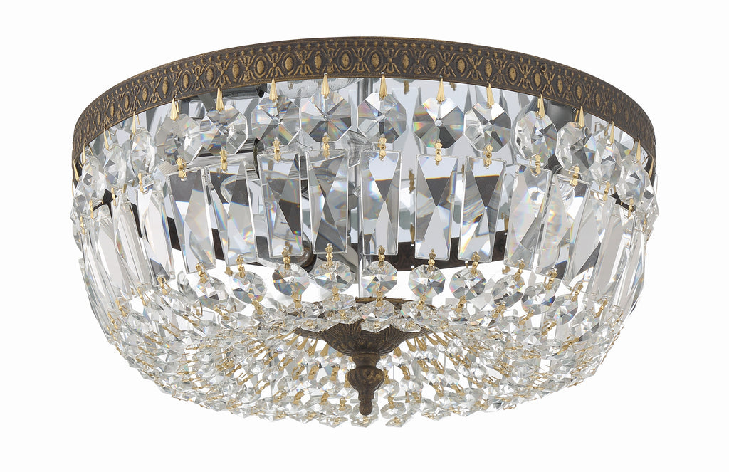 Antique Hardware Crystorama 3 Light Swarovski Strass Crystal English Bronze Flush Mount Semi Flush