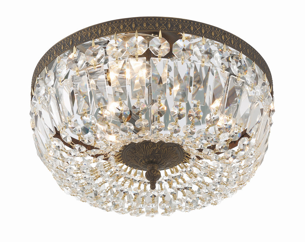 Antique Hardware Crystorama 3 Light Swarovski Strass Crystal English Bronze Flush Mount Semi Flush