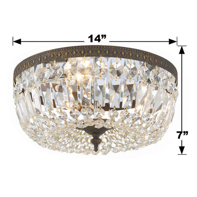 Antique Hardware Crystorama 3 Light Swarovski Strass Crystal English Bronze Flush Mount Semi Flush