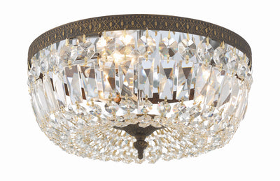 Antique Hardware Crystorama 3 Light Swarovski Strass Crystal English Bronze Flush Mount Semi Flush