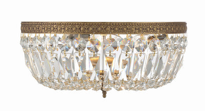 ##Antique Hardware## Crystorama 3 Light Hand Cut Crystal Olde Brass Flush Mount